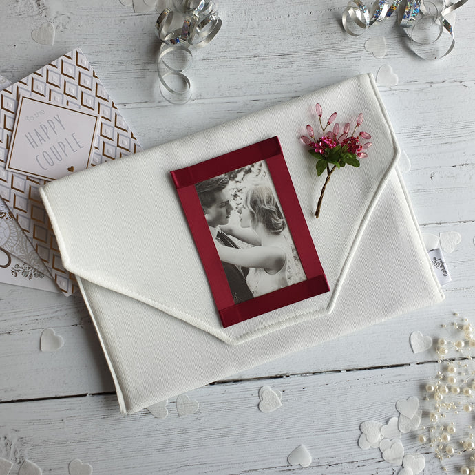 Crystal Flower Spray, Cream Card Keepsake Holder (Traditional flap & portrait photo)