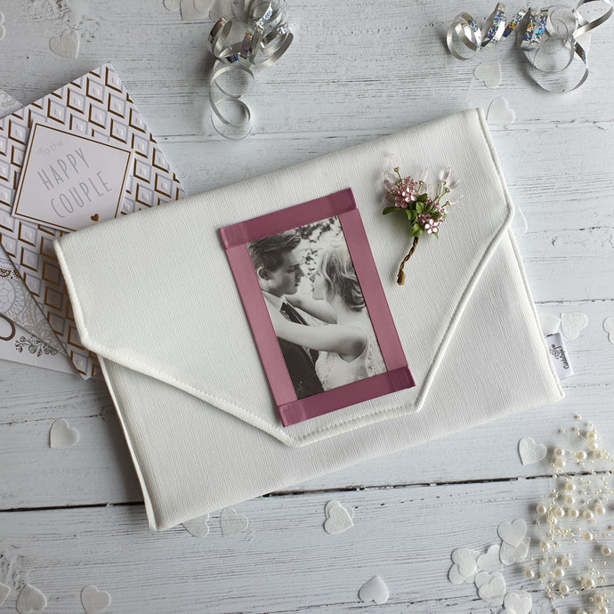 Cream Card Keepsake Holder (Traditional flap, crystal flower spray & portrait photo)