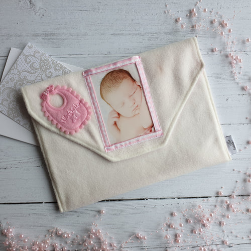 Its a Girl Cardelope card keepsake holder (Traditional flap & portrait photo)