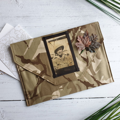 Military Camouflage Card Keepsake Holder (traditional flap & portrait photo)