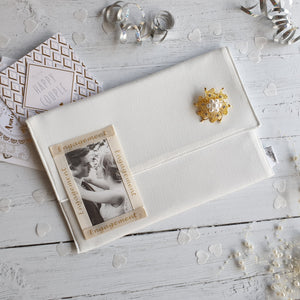 Engagement Cream Card Keepsake Holder (Portrait photo flap & embellishment)