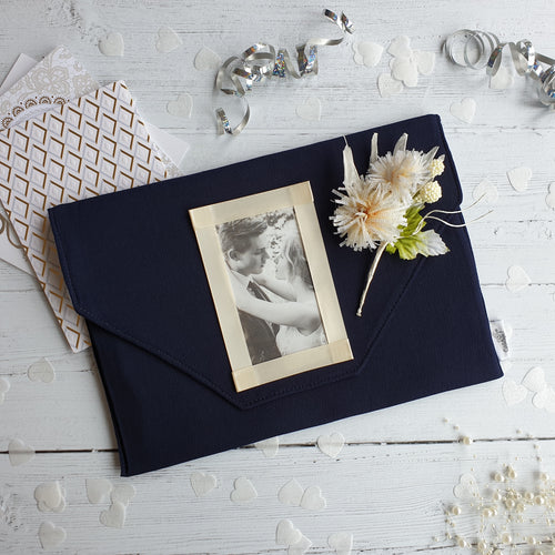 Navy Card Keepsake Holder (Traditional flap, flower & portrait photo)