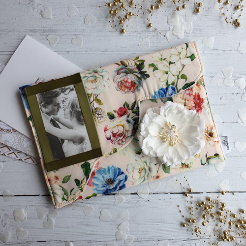 Flower Card Keepsake Holder (Wave flap, flower & portrait photo)