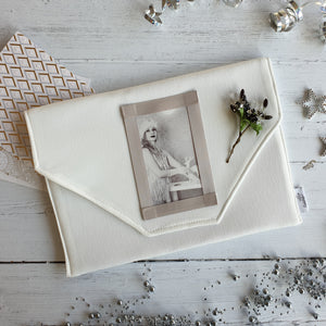 Crystal Flower Spray, Cream Card Keepsake Holder (Traditional flap & portrait photo)