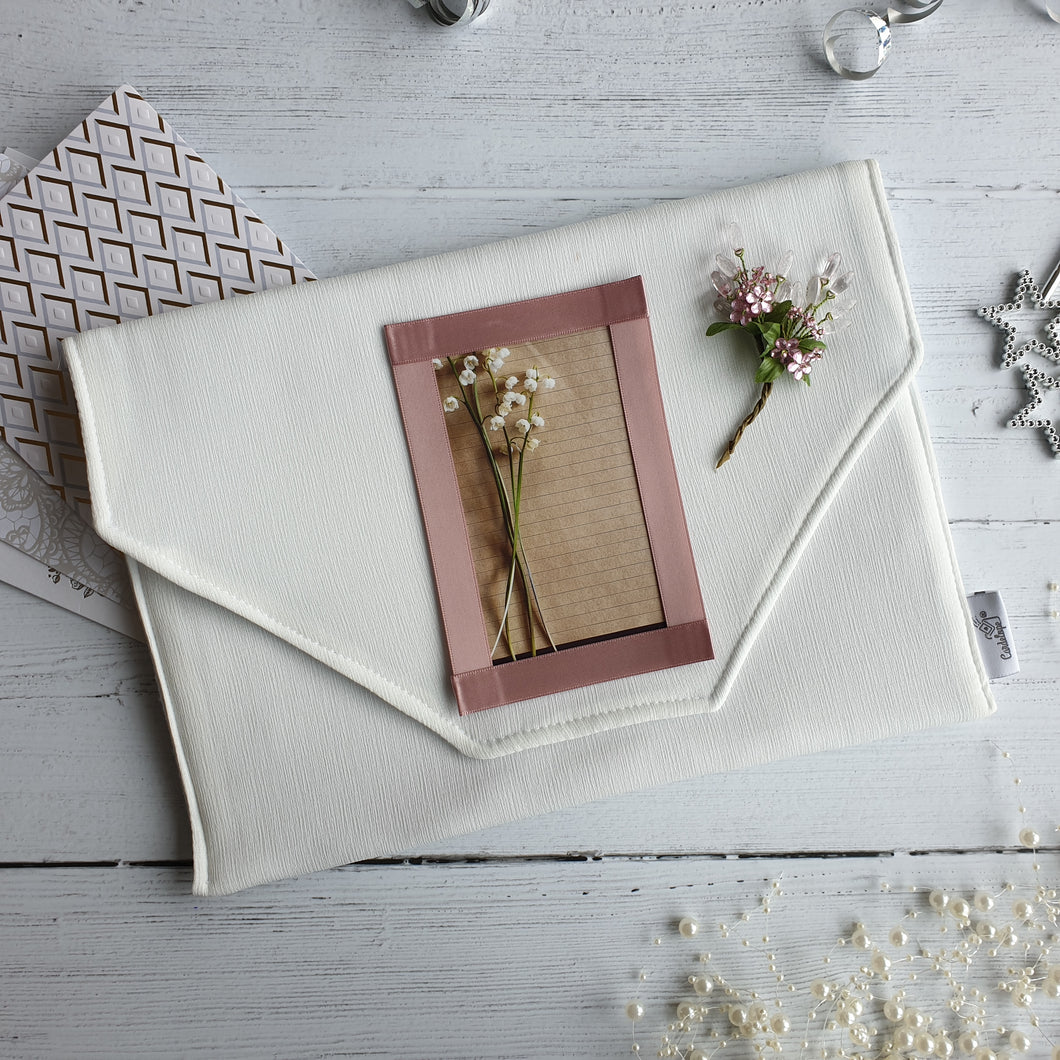 Cream Card Keepsake Holder (Traditional flap, crystal flower spray & portrait photo)